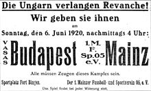 Flugblatt zum Spiel gegen 1. FSV Mainz 05, 1920