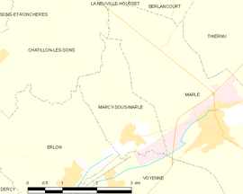 Mapa obce Marcy-sous-Marle