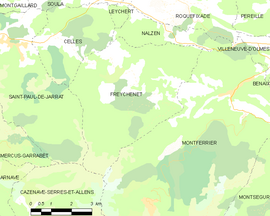 Mapa obce Freychenet
