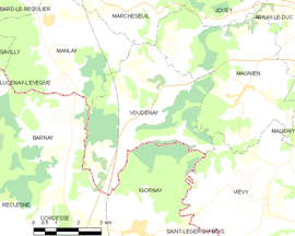 Mapa obce Voudenay