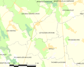 Mapa obce Le Plessis-Grohan