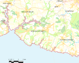 Mapa obce Moëlan-sur-Mer