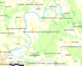 Mapa obce Beaujeu-Saint-Vallier-Pierrejux-et-Quitteur