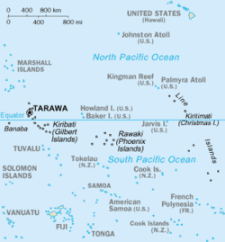 موقعیت جزایر کارولین در اقیانوس آرام
