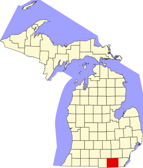 Map of Michigan highlighting Lenawee County.svg