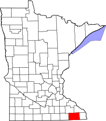 Map of Minnesota highlighting Fillmore County.svg