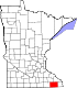 Harta statului Minnesota indicând comitatul Fillmore