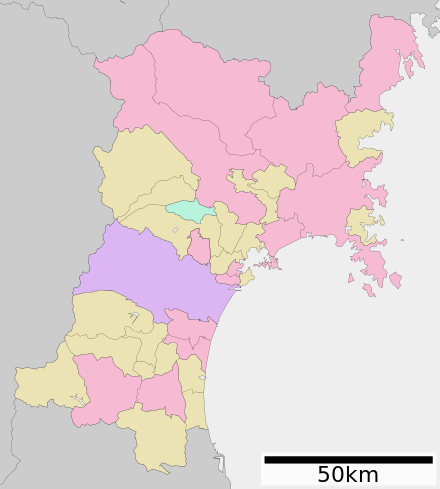 Map of Miyagi Prefecture     Government Ordinance Designated City      City      Town      Village