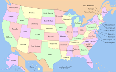 Map with only the 50 states and District of Columbia