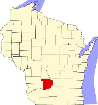 WI Senate District 14, 1861-1876 Map of Wisconsin highlighting Sauk County.svg