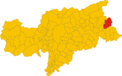 Elhelyezkedése Bolzano autonóm térképén