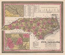 Map of North Carolina showing "The Gold Region." 1847 Map of the State of North Carolina showing the gold region 1847.jpg