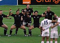 McCaw leading the haka against France McCaw Haka2007.jpg