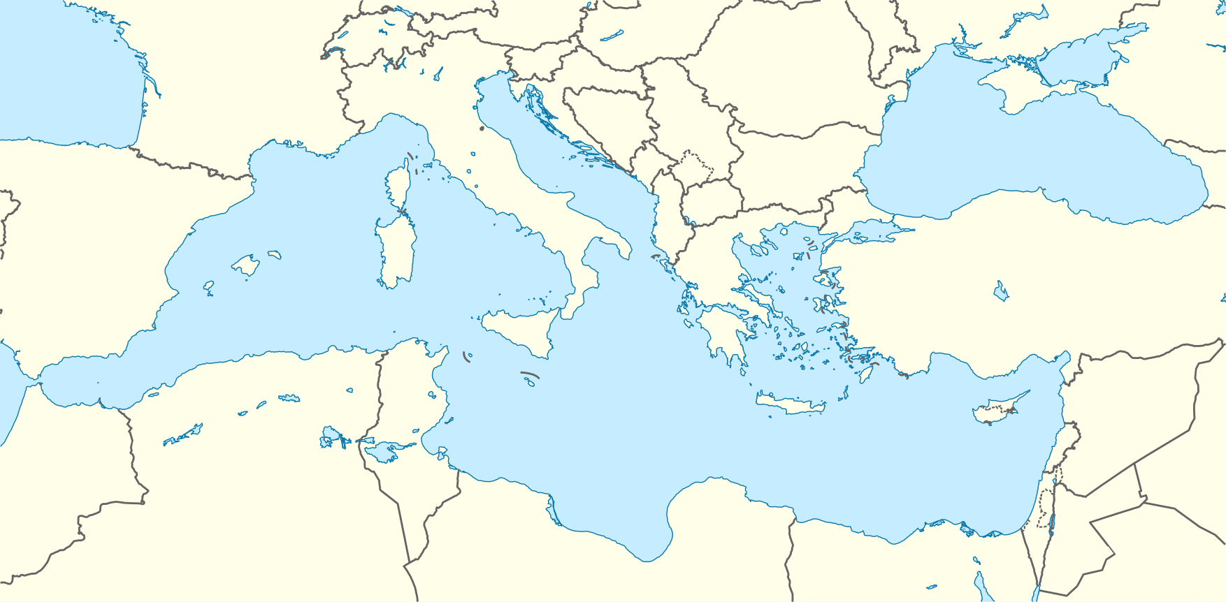 Map of the Mediterranean Sea. Source: Authors.