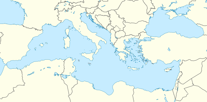 L'image découpée. Son nom est donné par ((Géolocalisation/Méditerranée|image)) ; il s'agit de « Mediterranean Sea location map.svg ».