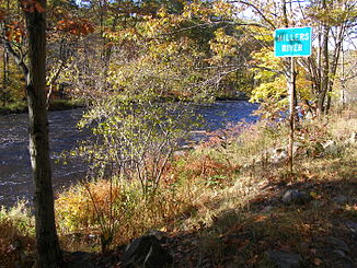 Mohawk Trail wzdłuż rzeki Millers w pobliżu Erving