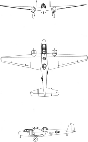 3-view drawing of the Mitsubishi G3M