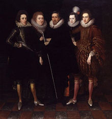 The 1st Earl of Monmouth (centre), with his wife Elizabeth and their children Henry (left), Philadelphia, and Thomas. Monmouths.jpg
