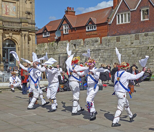 Morris dancers with handkerchiefs in York