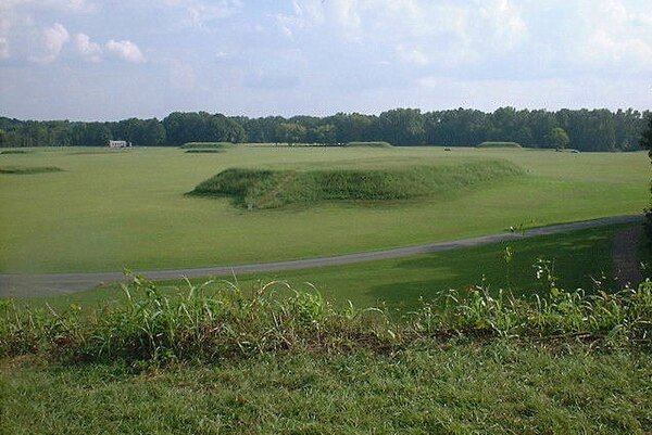 The Moundville Archaeological Site in Hale County. It was occupied by Native Americans of the Mississippian culture from 1000 to 1450 CE.