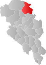 Mapa do condado de Oppland com Dovre em destaque.