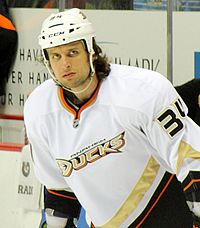 Guenin with the Anaheim Ducks in 2012 Nate Guenin Ducks 2012-02-15.JPG