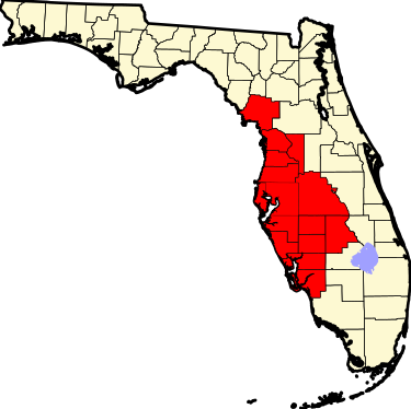 A map of the Tampa National Weather Service county warning area/area of responsibility. National Weather Service Tampa, Florida county warning area.svg