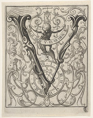 Late Renaissance or early Baroque design of a V, from 1627