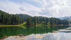 A view of the——blue waters of Nilnag Lake