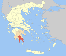 Localização da Lacônia na Grécia