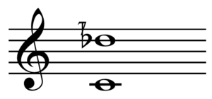 Pseudo-octave (2.1:1) Octave and septimal chromatic semitone on C.png