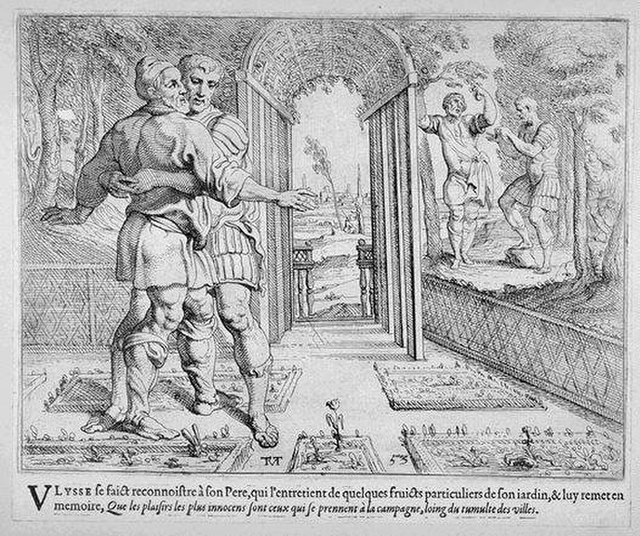Ulysses meets his father Laertes on Ithaca (Theodoor van Thulden, 1600)