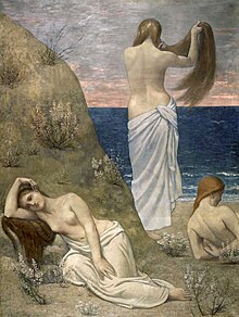 Young Girls by the Seashore (1879), by Pierre Puvis de Chavannes, Musee d'Orsay, Paris. On the Edge of the Sea.jpg