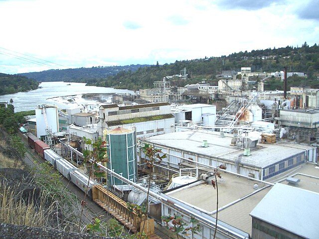 Willamette Falls and a paper mill at Oregon City, on the Willamette River