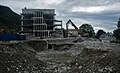 English: The old "Preklinisk institutt" building of the University of Bergen, Norway, being demolished in September 2009.