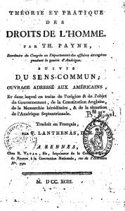 Thomas Paine, Théorie et pratique des droits de l’homme, 1793    