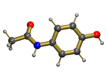 Paracetomol (3D structure) overdose is the most common cause of drug-induced liver disease Paracetamol-rod-povray.png