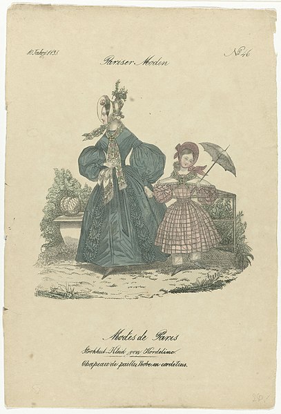 File:Pariser Moden, Modes de Paris, 1835, No. 46 Strohhut Kleid, RP-P-2009-4094.jpg