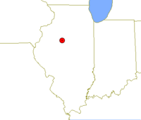 イリノイ州におけるピオリアの位置の位置図