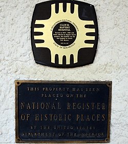 Plaque identifying the Old Clovis Baptist Hospital, Clovis, NM.JPG