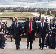 President Donald J. Trump, Vice President Mike Pence and Secretary of Defense James Mattis walk up the steps of the Pentagon in Washington, D.C., Jan. 27, 2017. (DOD photo by U.S. Air Force Staff Sgt. Jette Carr)