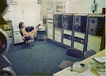 A Raytheon Data Systems 704. Used here as an onsite seismic data processing system in Mogadishu, Somalia in 1974 RDS 704 onsite seismic processing system.jpg