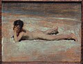 Nude boy on the beach, Naples, 1878