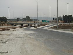 מחלף רמלה דרום מכיוון כביש 431 מזרח, בעת בנייתו, ינואר 2009
