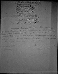 Signatures on the draft of the Constitution 1888 Raspali potpisi.jpg