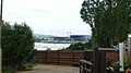 English: The Vestas Wind System research centre being built on the western bank of the River Medina, Isle of Wight. It is seen from the eastern bank, from Medina Park off Folly Lane.