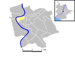 Kaupungin kartta, jossa Ponte korostettuna. Rooman rionet