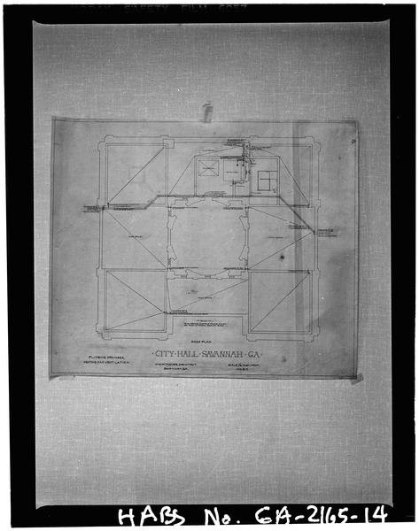 File:Roof plan no date - Savannah City Hall, Bay and Bull Streets, Savannah, Chatham County, GA HABS GA,26-SAV,61-14.tif