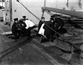 Royal Naval WWI staff lift patients, HMS Warrior, c 1919 Wellcome L0034481.jpg