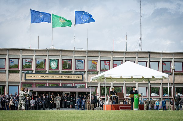 2013 SACEUR change of command, in front of SHAPE's main building